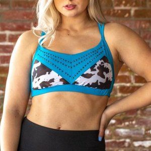 THE TALLULAH COWPRINT/STUDDED BRALETTE
